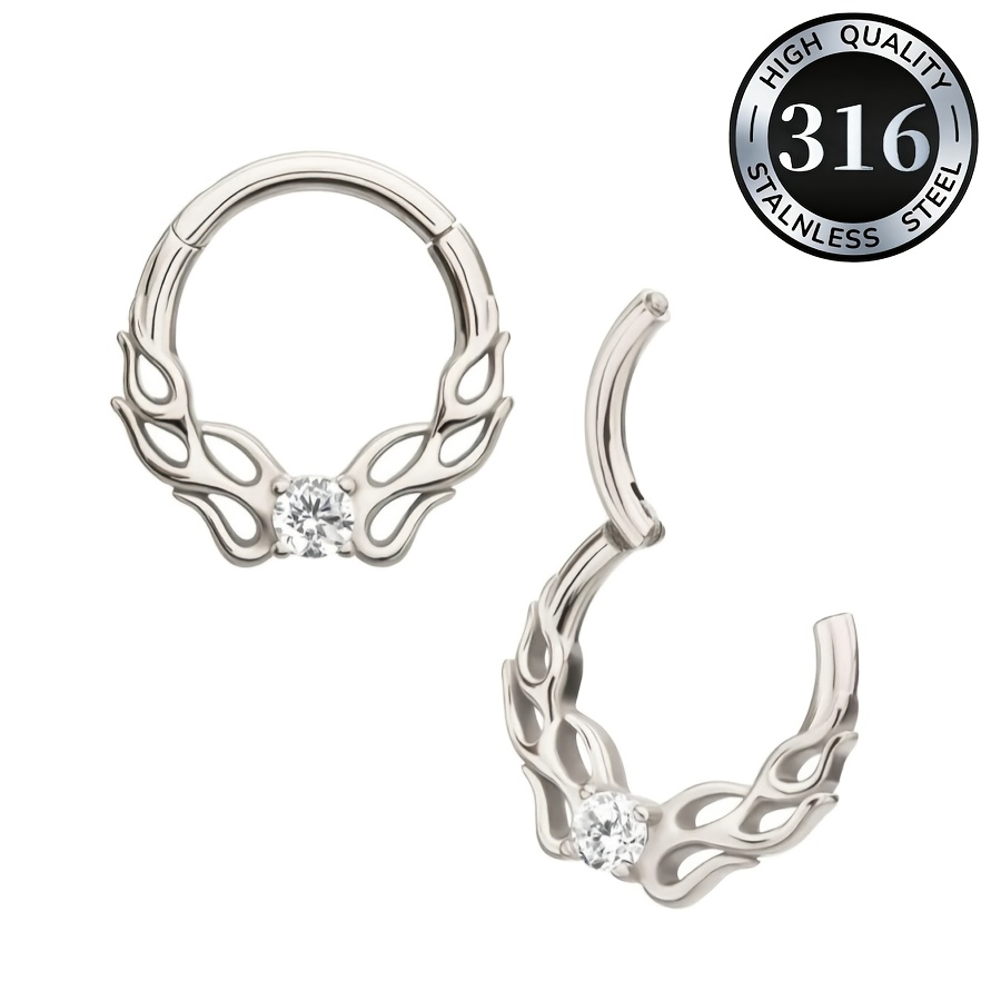 316L Stainless Steel Vine CZ Septum Nose Ring, Unisex